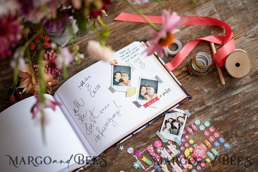 WEDDING GUEST BOOKS Instax Instant Photo Book Custom Wedding Guestbook, Velvet Instant Photo Book Boho Elegant Instax Wedding Photo Guestbook