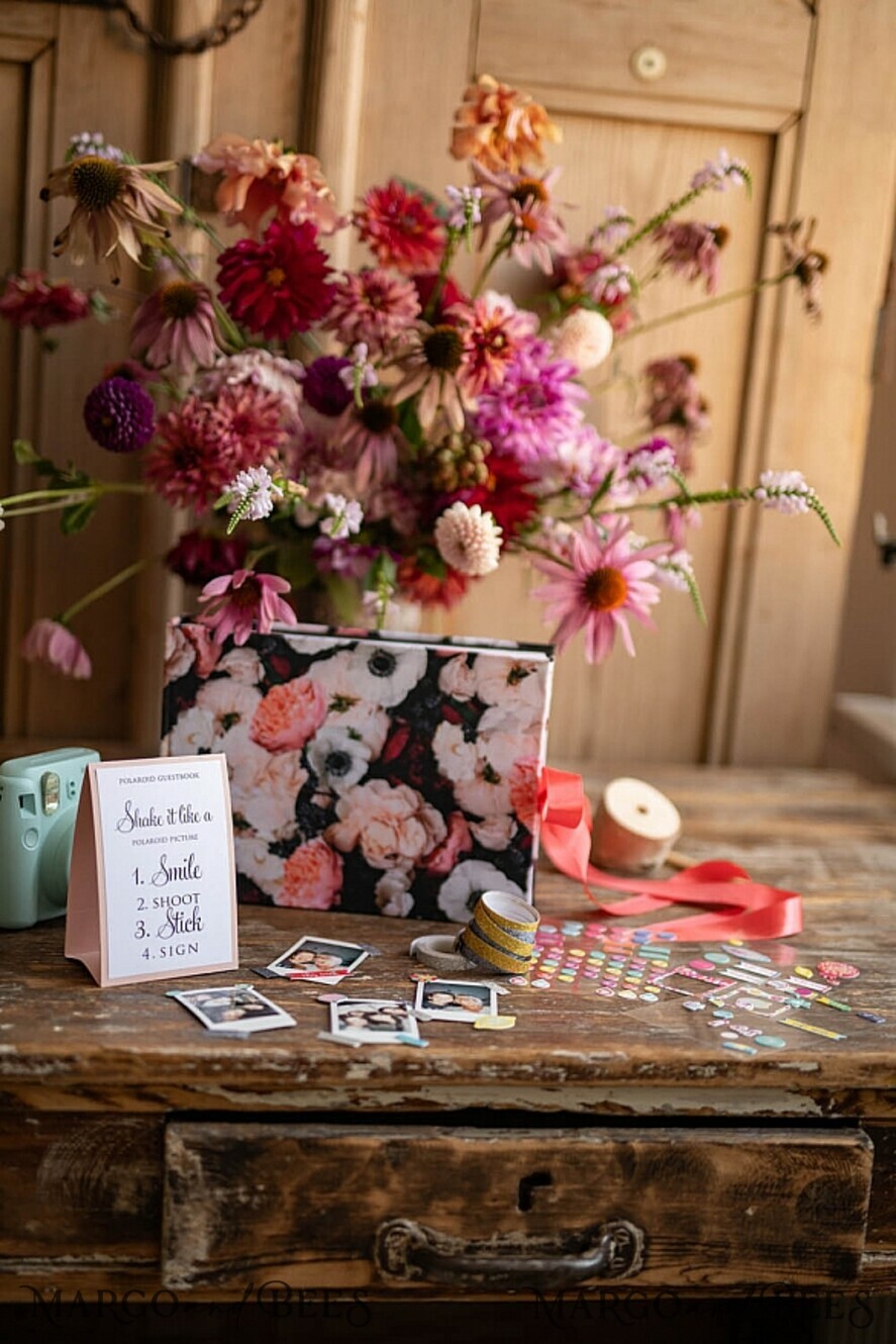 WEDDING GUEST BOOKS Instax Instant Photo Book Custom Wedding Guestbook, Velvet Instant Photo Book Boho Elegant Instax Wedding Photo Guestbook