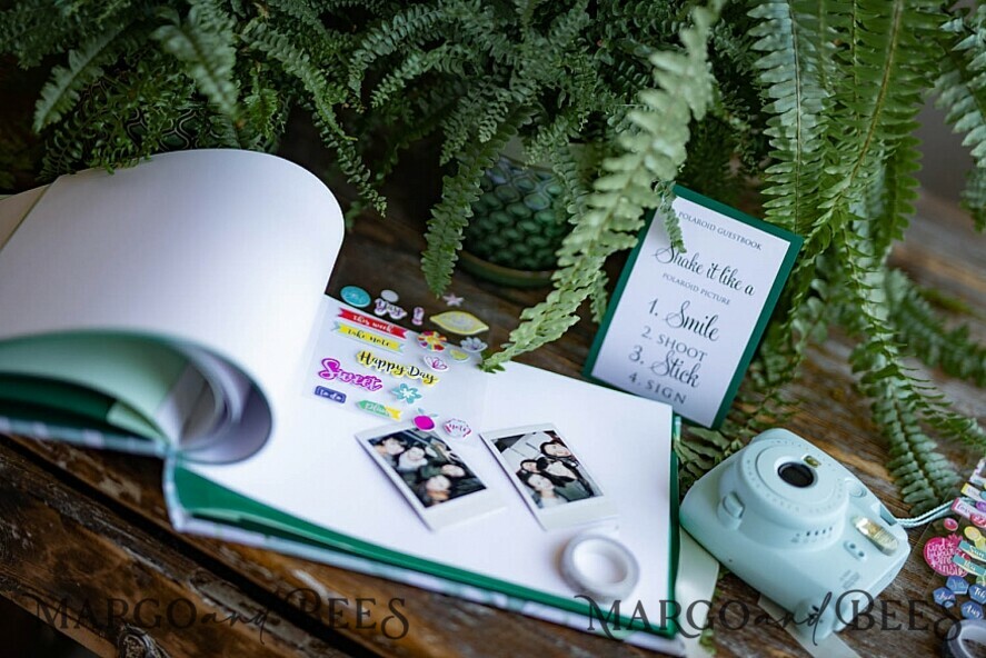 WEDDING GUEST BOOKS Instax Instant Photo Book Green Wedding Guest Book,Greenery Monstera Instant Photo Book Instax • Fern Boho Wedding Photo Guestbook