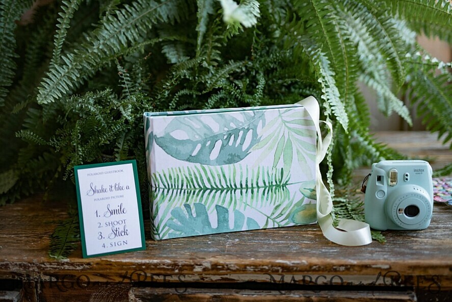 WEDDING GUEST BOOKS Instax Instant Photo Book Green Wedding Guest Book,Greenery Monstera Instant Photo Book Instax • Fern Boho Wedding Photo Guestbook