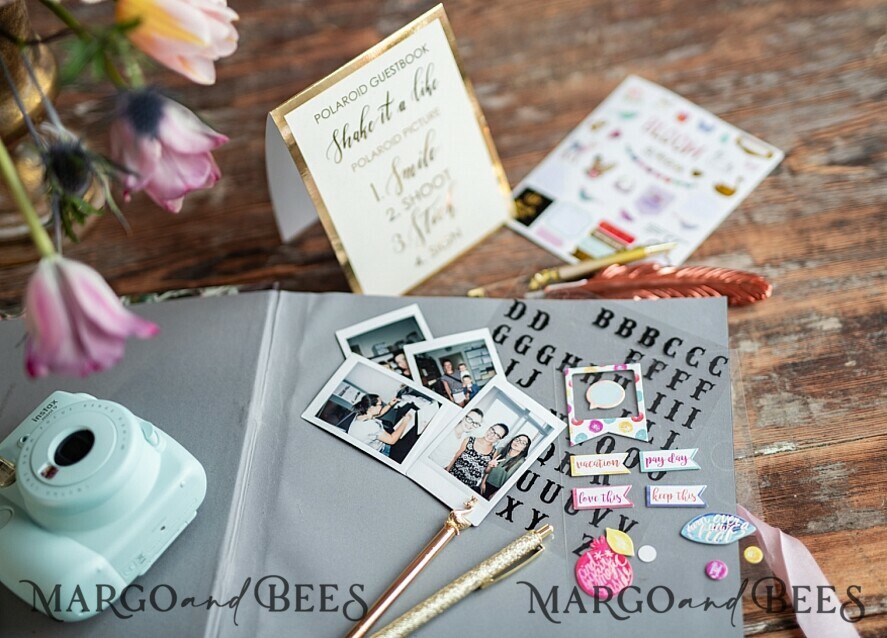WEDDING GUEST BOOKS Instax Instant Photo Book Presonalised Wedding Guest Book, Velvet Personalized Wedding Album • Vintage Flowers Photo Booth Book