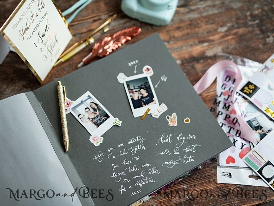 WEDDING GUEST BOOKS Instax Instant Photo Book Presonalised Wedding Guest Book, Velvet Personalized Wedding Album • Vintage Flowers Photo Booth Book