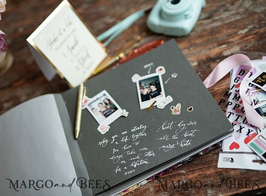 WEDDING GUEST BOOKS Instax Instant Photo Book Presonalised Wedding Guest Book, Velvet Personalized Wedding Album • Vintage Flowers Photo Booth Book