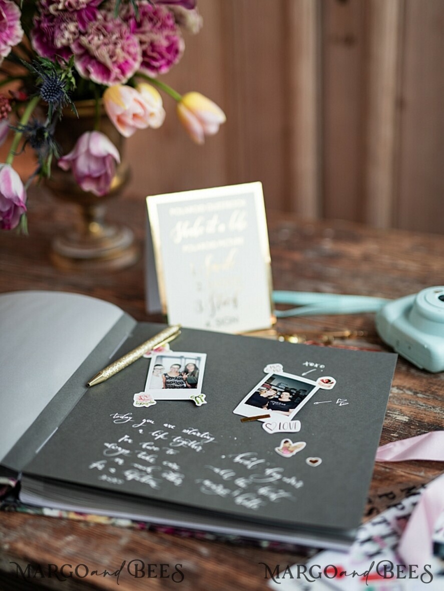 WEDDING GUEST BOOKS Instax Instant Photo Book Presonalised Wedding Guest Book, Velvet Personalized Wedding Album • Vintage Flowers Photo Booth Book