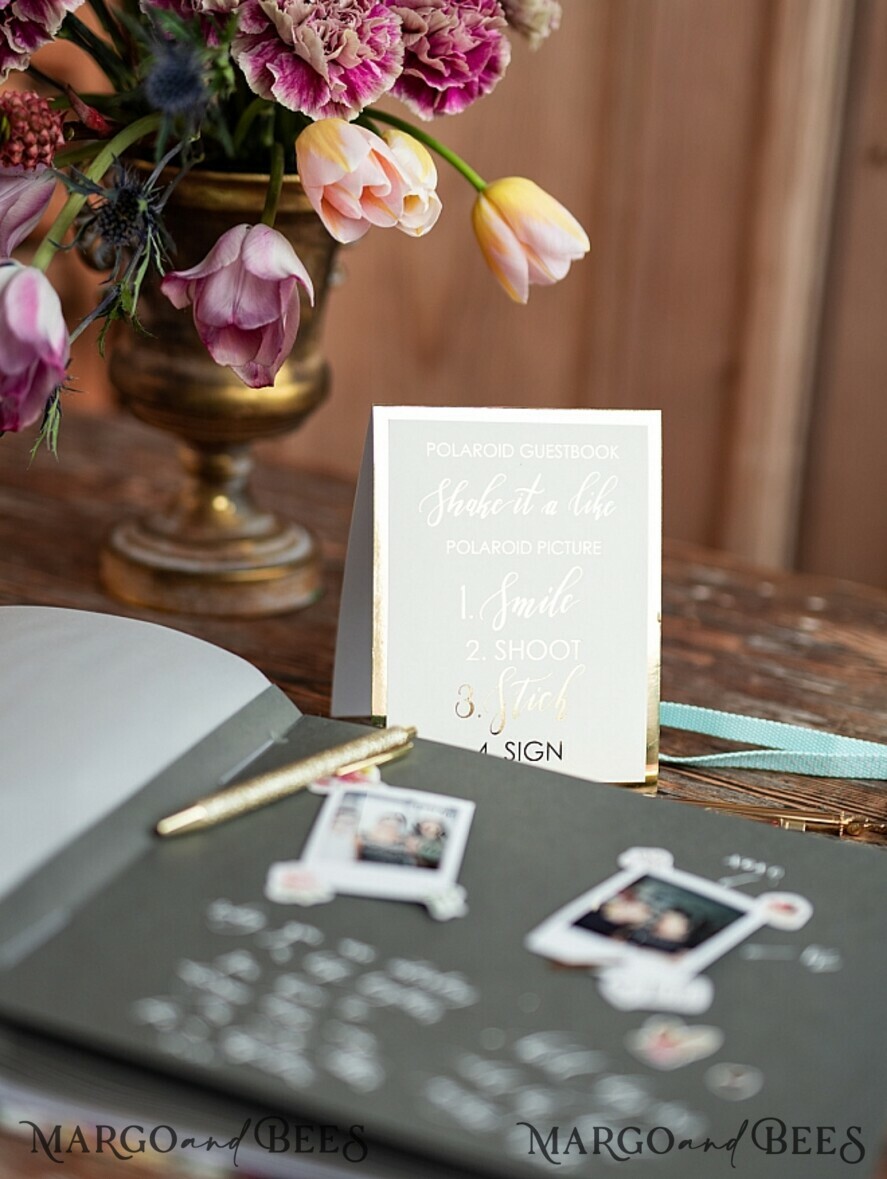 WEDDING GUEST BOOKS Instax Instant Photo Book Presonalised Wedding Guest Book, Velvet Personalized Wedding Album • Vintage Flowers Photo Booth Book