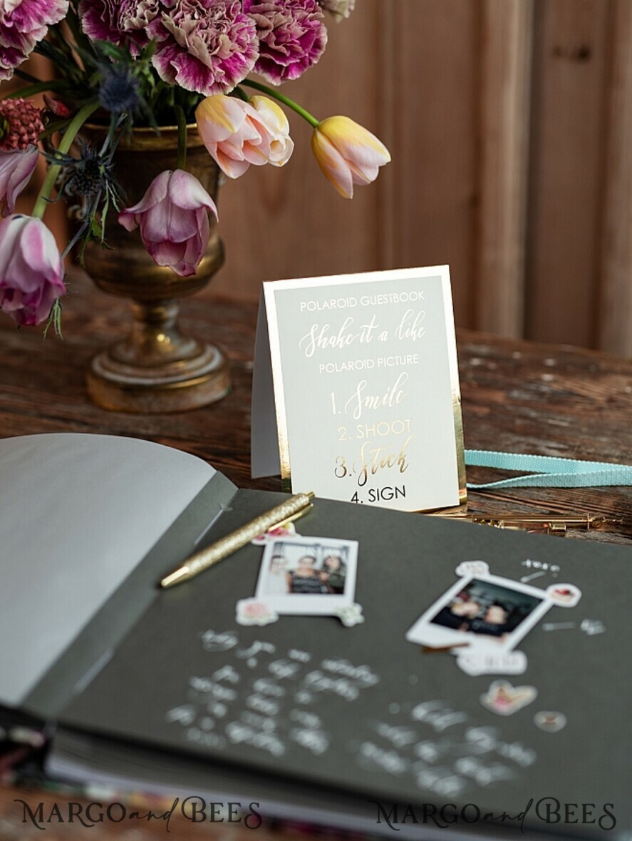 WEDDING GUEST BOOKS Instax Instant Photo Book Presonalised Wedding Guest Book, Velvet Personalized Wedding Album • Vintage Flowers Photo Booth Book