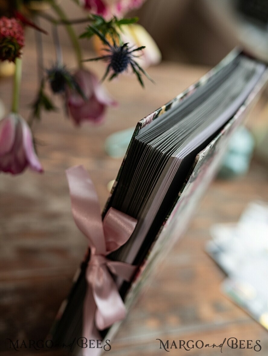 WEDDING GUEST BOOKS Instax Instant Photo Book Presonalised Wedding Guest Book, Velvet Personalized Wedding Album • Vintage Flowers Photo Booth Book