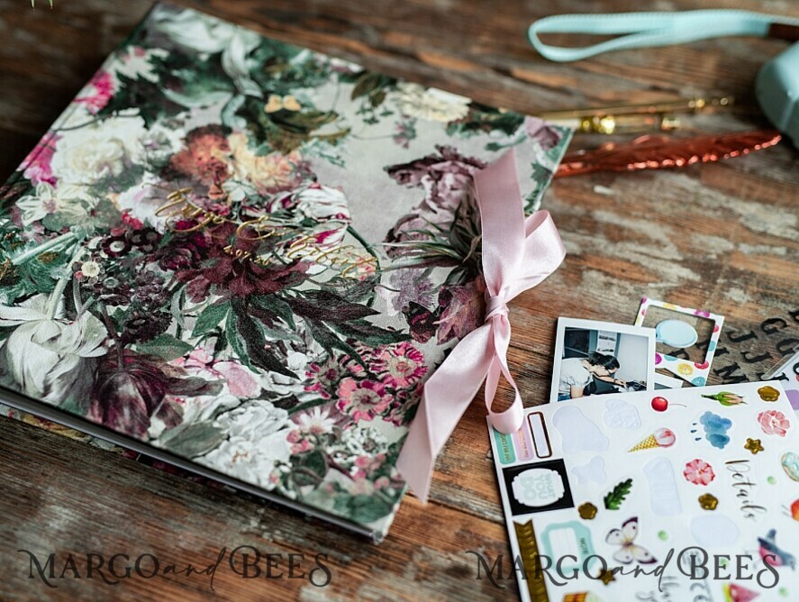 WEDDING GUEST BOOKS Instax Instant Photo Book Presonalised Wedding Guest Book, Velvet Personalized Wedding Album • Vintage Flowers Photo Booth Book