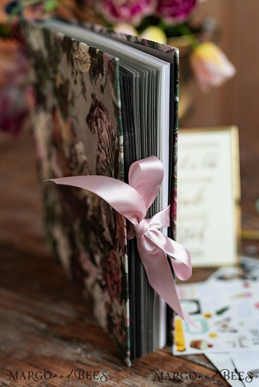 WEDDING GUEST BOOKS Instax Instant Photo Book Presonalised Wedding Guest Book, Velvet Personalized Wedding Album • Vintage Flowers Photo Booth Book