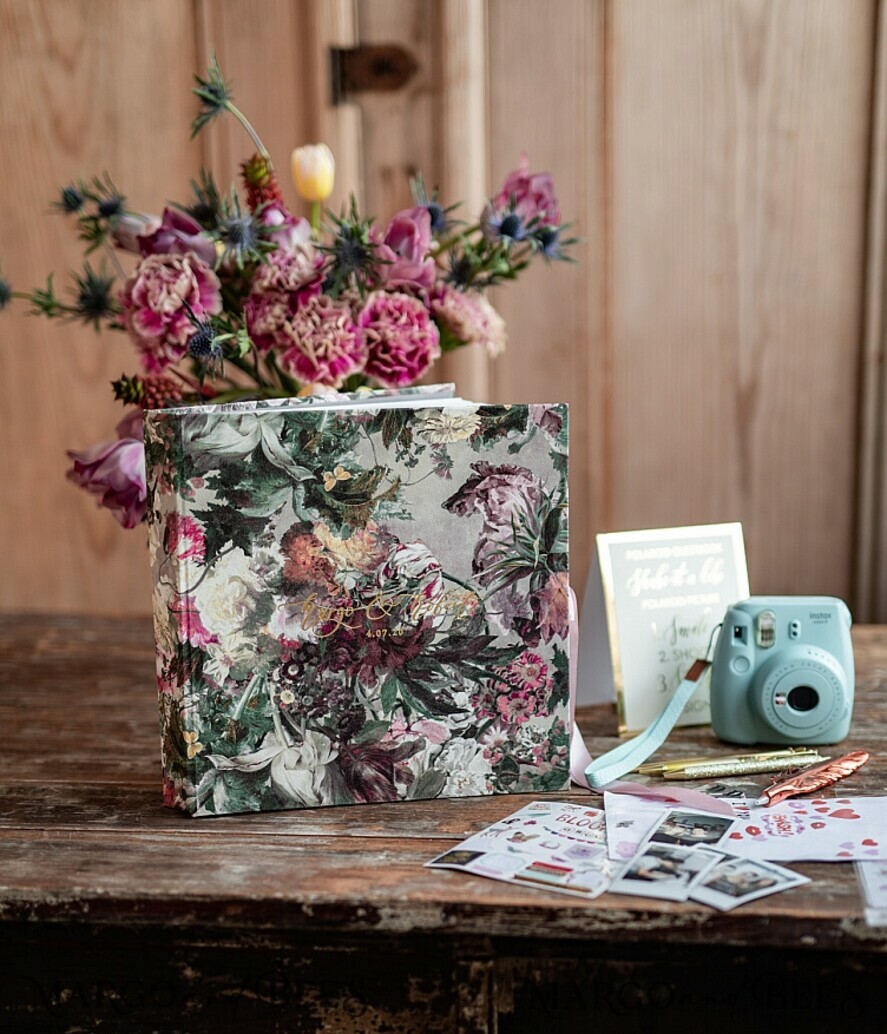 WEDDING GUEST BOOKS Instax Instant Photo Book Presonalised Wedding Guest Book, Velvet Personalized Wedding Album • Vintage Flowers Photo Booth Book