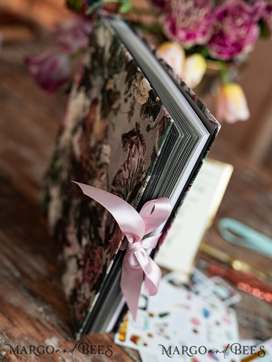 WEDDING GUEST BOOKS Instax Instant Photo Book Presonalised Wedding Guest Book, Velvet Personalized Wedding Album • Vintage Flowers Photo Booth Book