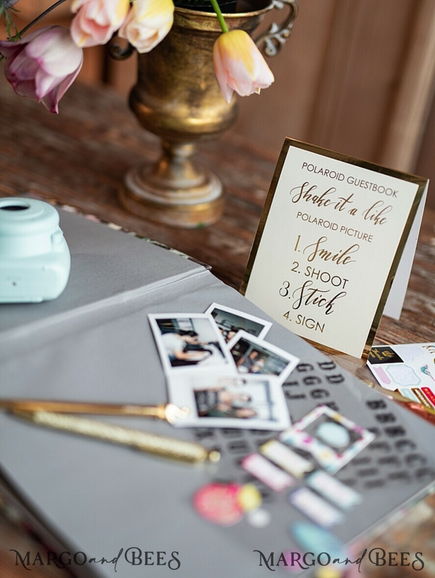 WEDDING GUEST BOOKS Instax Instant Photo Book Presonalised Wedding Guest Book, Velvet Personalized Wedding Album • Vintage Flowers Photo Booth Book