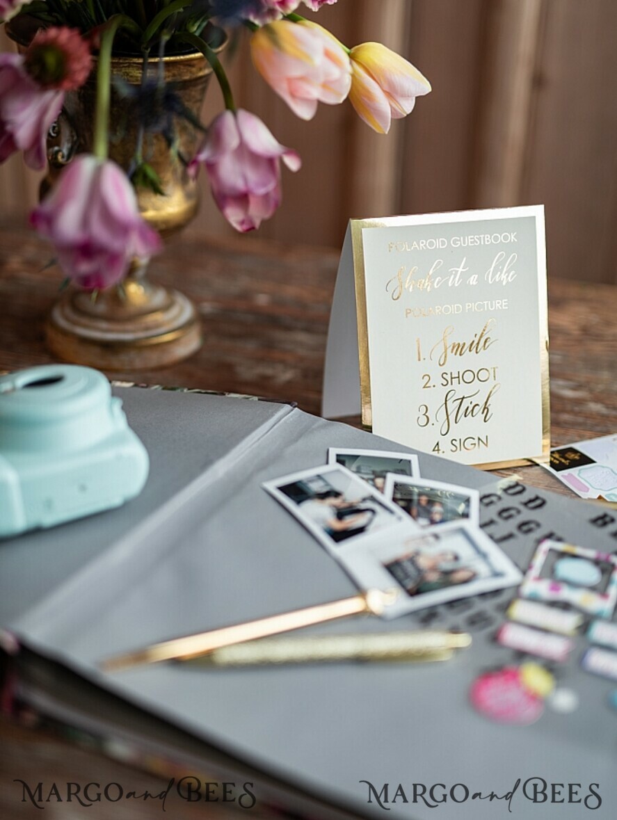 WEDDING GUEST BOOKS Instax Instant Photo Book Presonalised Wedding Guest Book, Velvet Personalized Wedding Album • Vintage Flowers Photo Booth Book