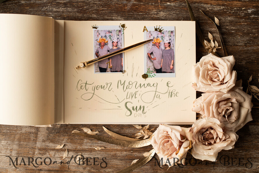 WEDDING GUEST BOOKS Instax Instant Photo Book Romantic Wood Wedding GuestBook, Custom Names • Instant Photo Book Boho Engraved wood Instax Wedding Photo Guestbook