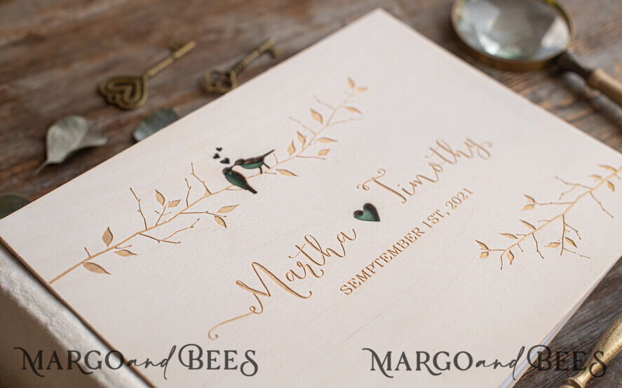 WEDDING GUEST BOOKS Instax Instant Photo Book Presonalised Wedding Guest Book, Wooden Instant Photo Book • LoveBirds Rustic Instax Wedding Photo Guestbook