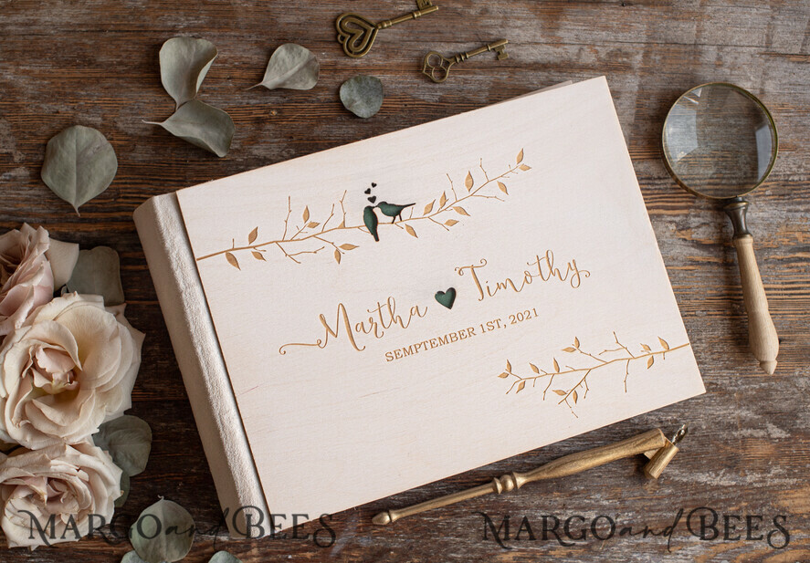 WEDDING GUEST BOOKS Instax Instant Photo Book Presonalised Wedding Guest Book, Wooden Instant Photo Book • LoveBirds Rustic Instax Wedding Photo Guestbook