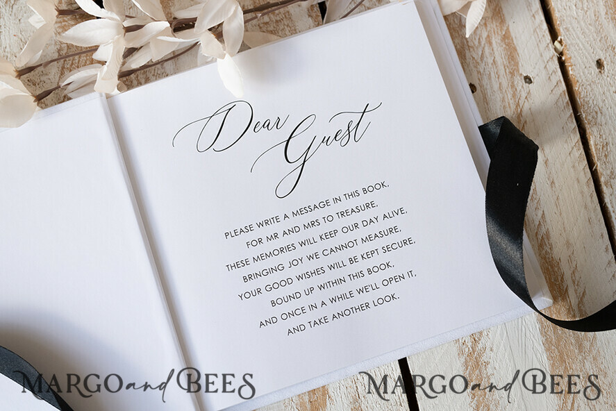 HOCHZEITS-GÄSTEBÜCHER Instax Sofortbildbuch Weißer Samt und schwarzes Acryl Hochzeitsgäste Buch personalisiert, Samt weiß Sofortbildbuch Boho elegant Instax Hochzeitsfoto Gästebuch, BWs