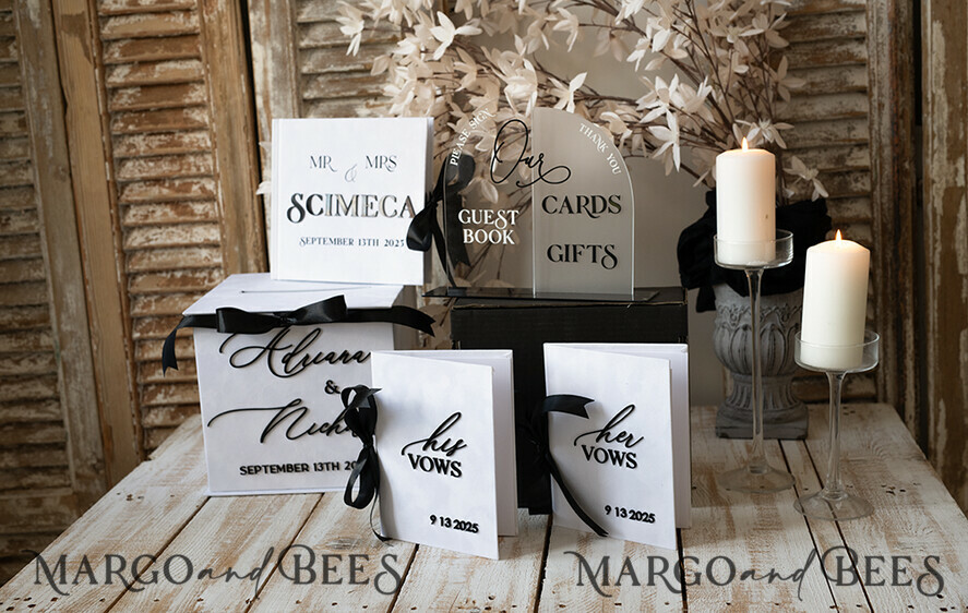 HOCHZEITS-GÄSTEBÜCHER Instax Sofortbildbuch Weißer Samt und schwarzes Acryl Hochzeitsgäste Buch personalisiert, Samt weiß Sofortbildbuch Boho elegant Instax Hochzeitsfoto Gästebuch, BWs