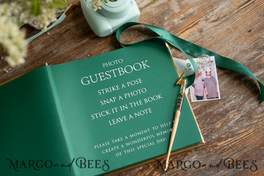 WEDDING GUEST BOOKS Instax Instant Photo Book Luxury Gold Wedding Guest Book Personalised, Gold Leather Personalized Wedding Album , Gold Glamour Photo Booth Book
