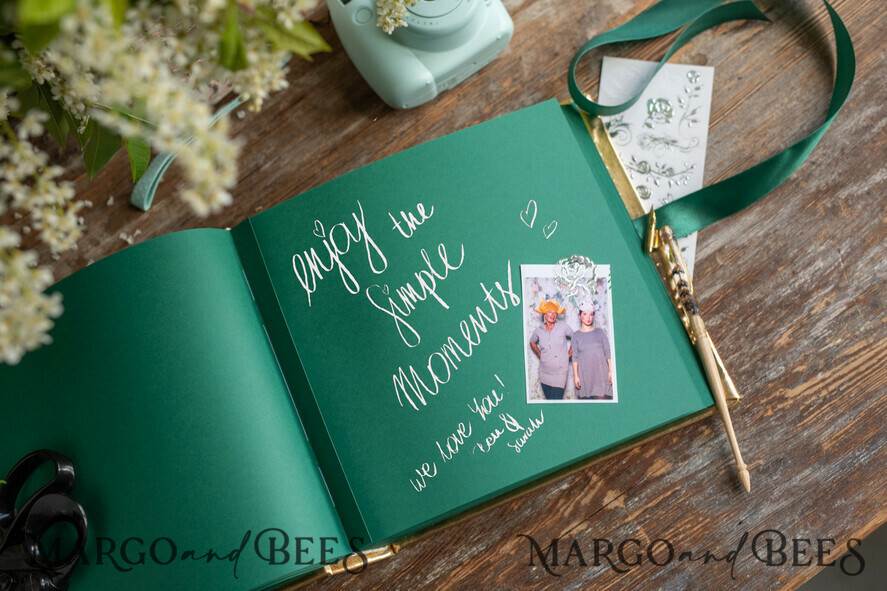 WEDDING GUEST BOOKS Instax Instant Photo Book Luxury Gold Wedding Guest Book Personalised, Gold Leather Personalized Wedding Album , Gold Glamour Photo Booth Book