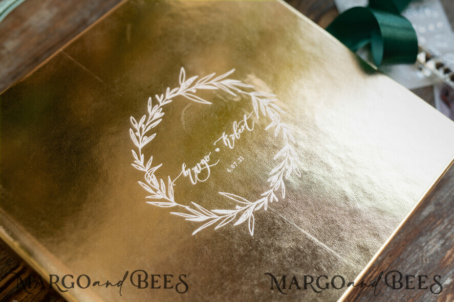 WEDDING GUEST BOOKS Instax Instant Photo Book Luxury Gold Wedding Guest Book Personalised, Gold Leather Personalized Wedding Album , Gold Glamour Photo Booth Book