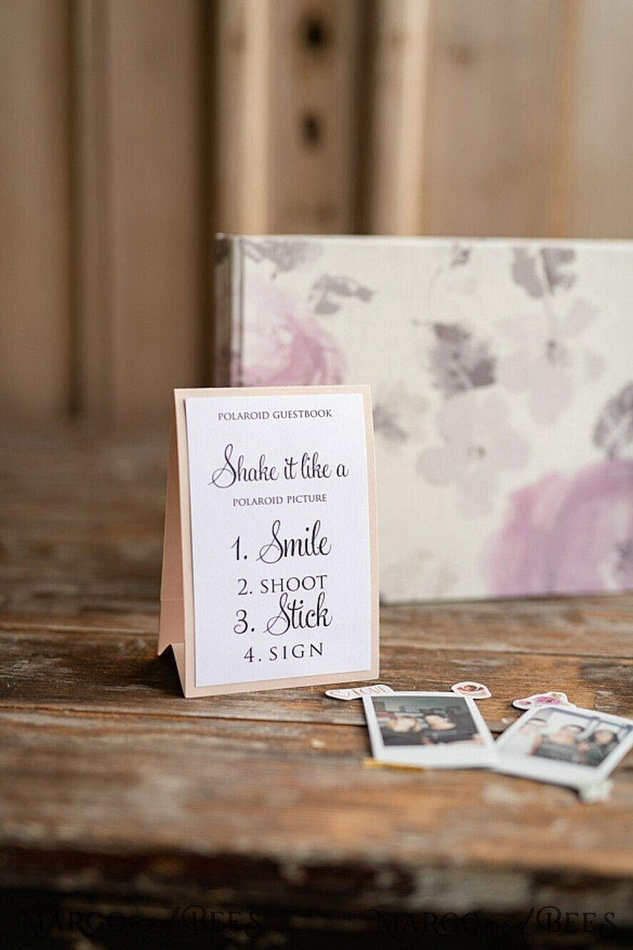 WEDDING GUEST BOOKS Instax Instant Photo Book Luxury Wedding GuestBook, Blush Flowers Instant Photo Book • Boho Elegant Instax Wedding Photo Guestbook