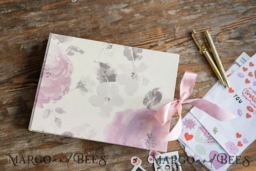 WEDDING GUEST BOOKS Instax Instant Photo Book Luxury Wedding GuestBook, Blush Flowers Instant Photo Book • Boho Elegant Instax Wedding Photo Guestbook