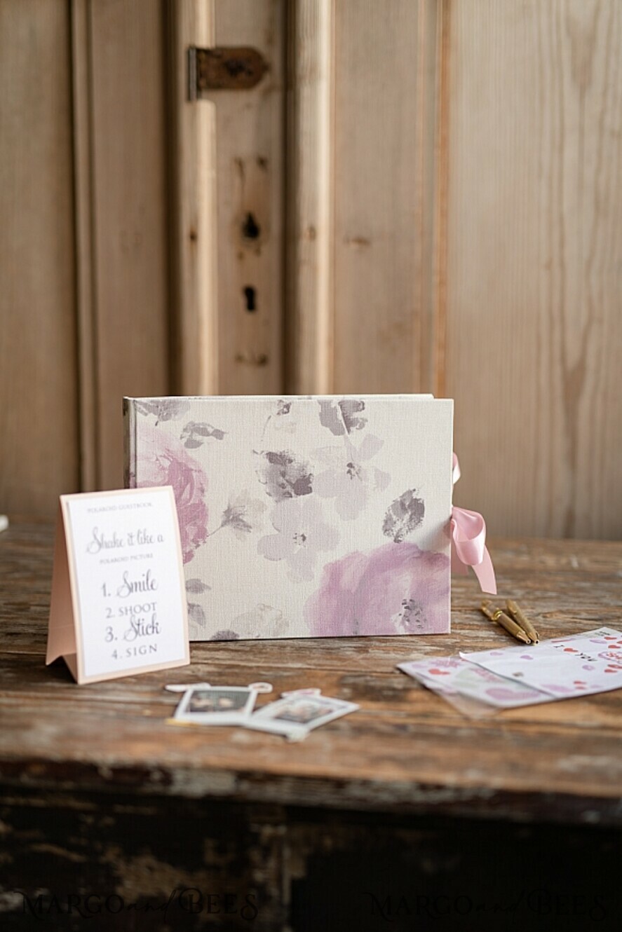WEDDING GUEST BOOKS Instax Instant Photo Book Luxury Wedding GuestBook, Blush Flowers Instant Photo Book • Boho Elegant Instax Wedding Photo Guestbook