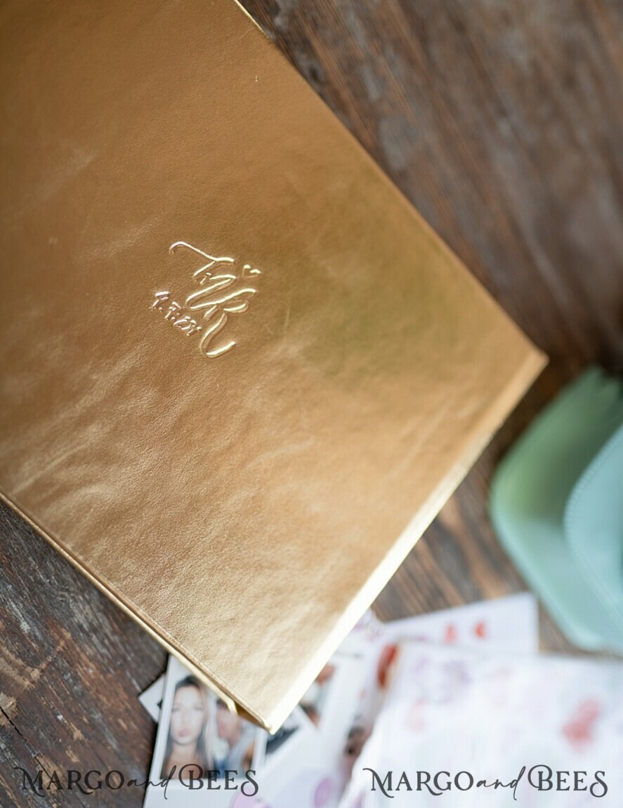 WEDDING GUEST BOOKS Instax Instant Photo Book Presonalised Wedding Guest Book, Gold Gamour Leather Instant Photo Book • BohoGlam Elegant Instax Wedding Photo Guestbook