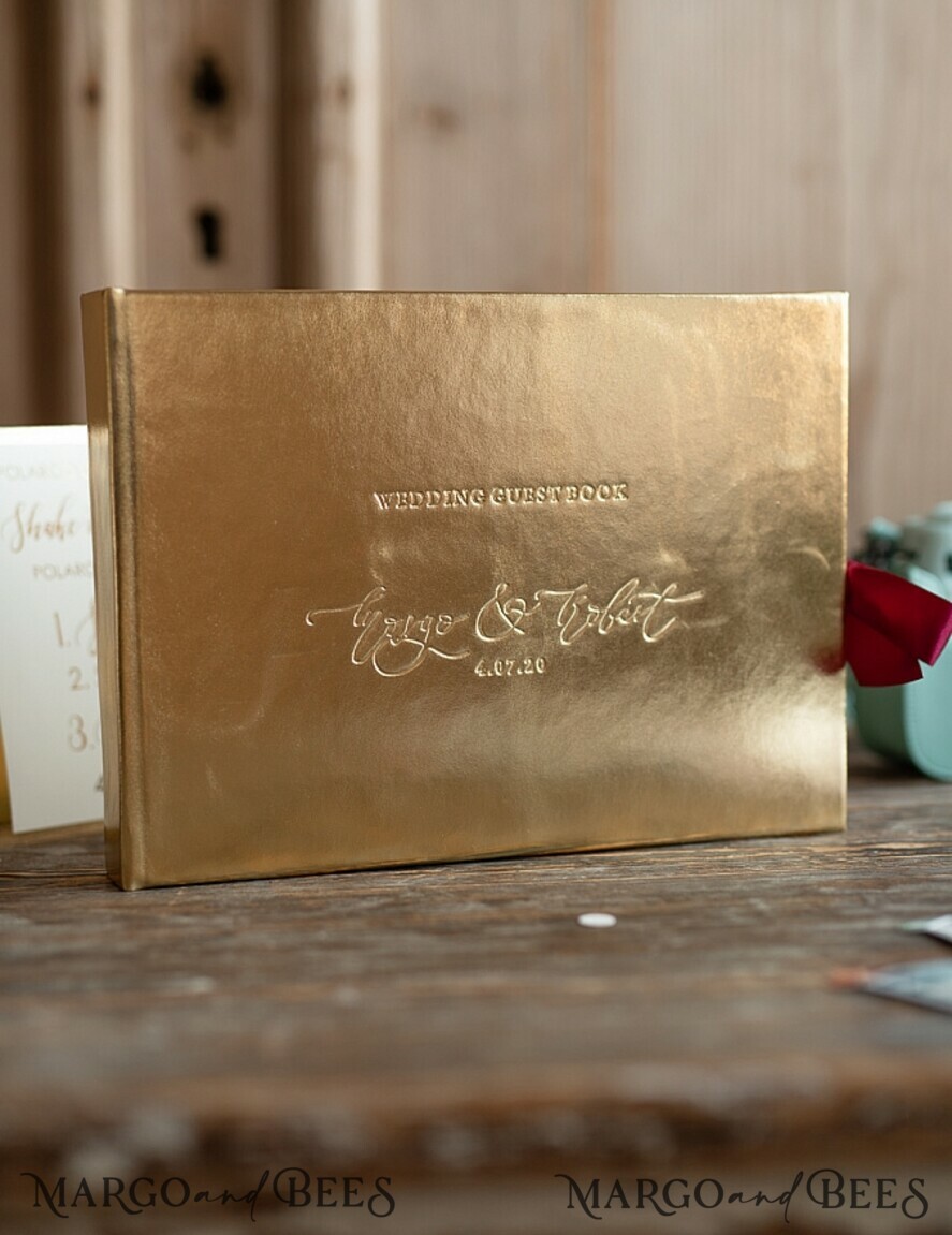 WEDDING GUEST BOOKS Instax Instant Photo Book Presonalised Wedding Guest Book, Gold Gamour Leather Instant Photo Book • BohoGlam Elegant Instax Wedding Photo Guestbook