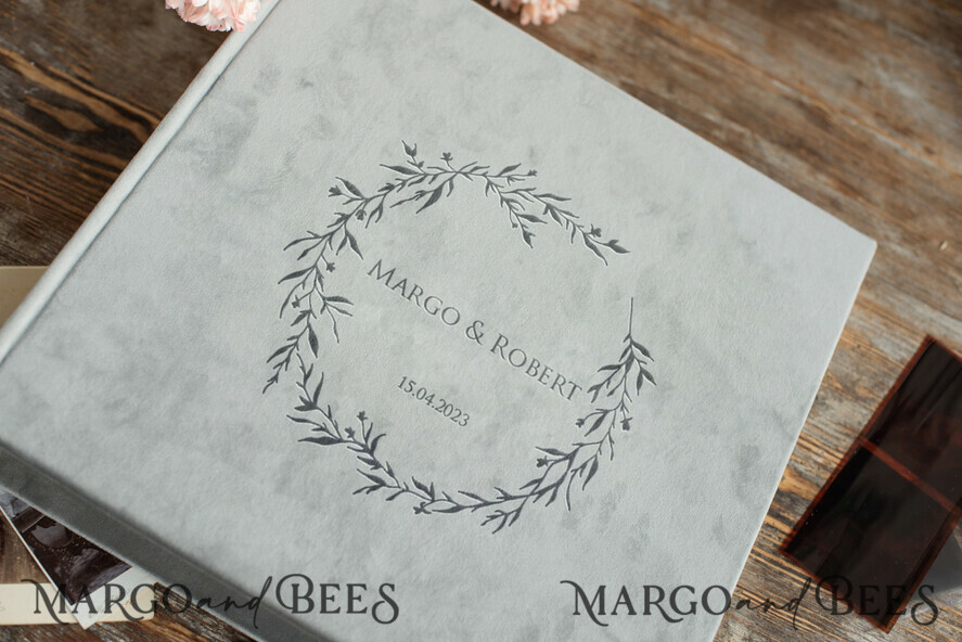 WEDDING GUEST BOOKS Instax Instant Photo Book Presonalised Grey Wedding Guest Book, Instant Velvet Wedding Photo Book Instax • Velvet Wedding Photo Guestbook