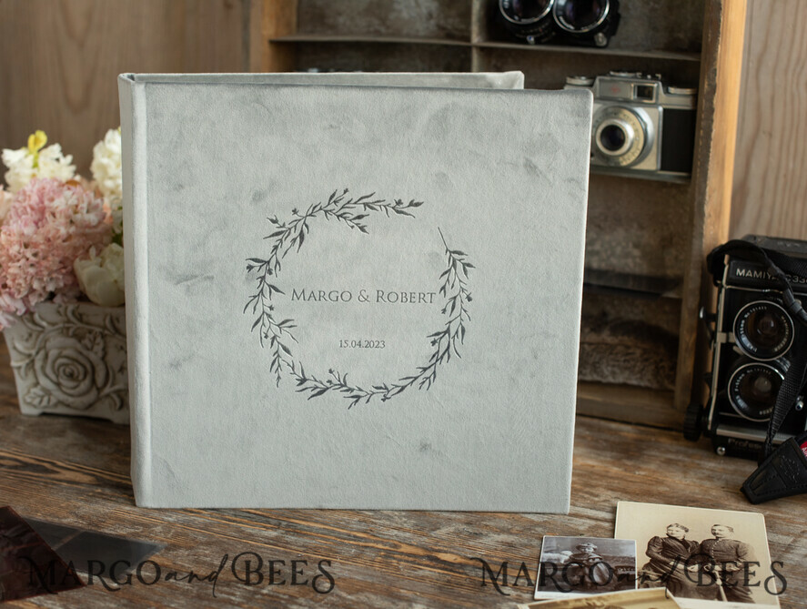 WEDDING GUEST BOOKS Instax Instant Photo Book Presonalised Grey Wedding Guest Book, Instant Velvet Wedding Photo Book Instax • Velvet Wedding Photo Guestbook