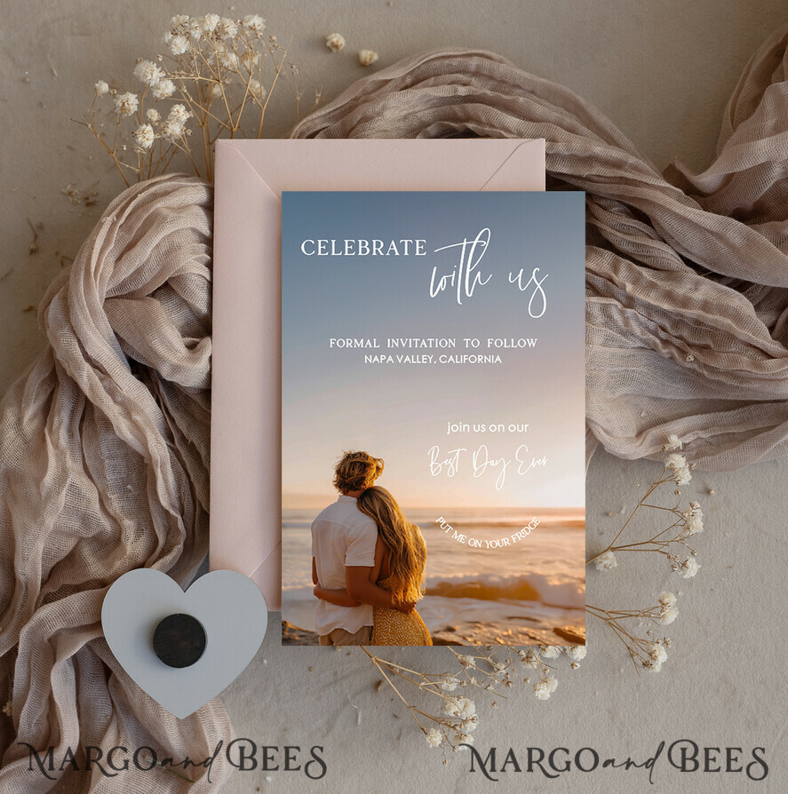 SAVE THE DATES photo magnets Personalised Photo Travel Save the Date Heart Gold Acryl Magnet and Card, Wedding Photo Save The Dates Magnets, Photo Save The Date Cards