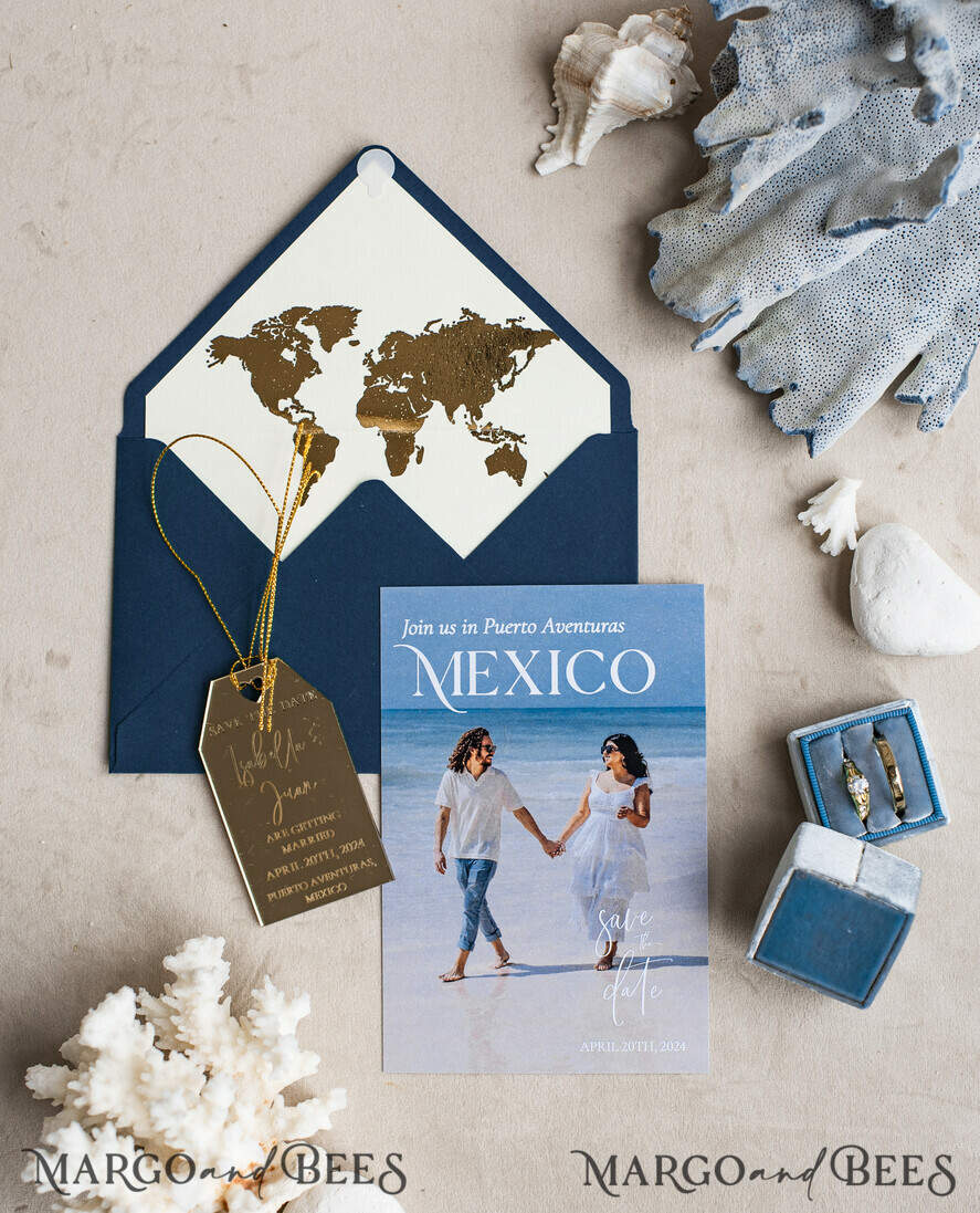 SAVE THE DATES photo magnets Personalised Photo Travel Save the Date Acrylic Tag Magnet and Card, Gold Tag Wedding Photo Save The Dates Acrylic Magnets, Photo Save The Date Cards