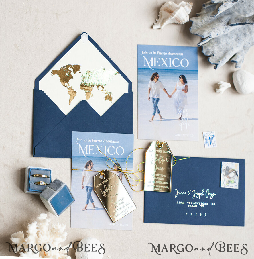 SAVE THE DATES photo magnets Personalised Photo Travel Save the Date Acrylic Tag Magnet and Card, Gold Tag Wedding Photo Save The Dates Acrylic Magnets, Photo Save The Date Cards
