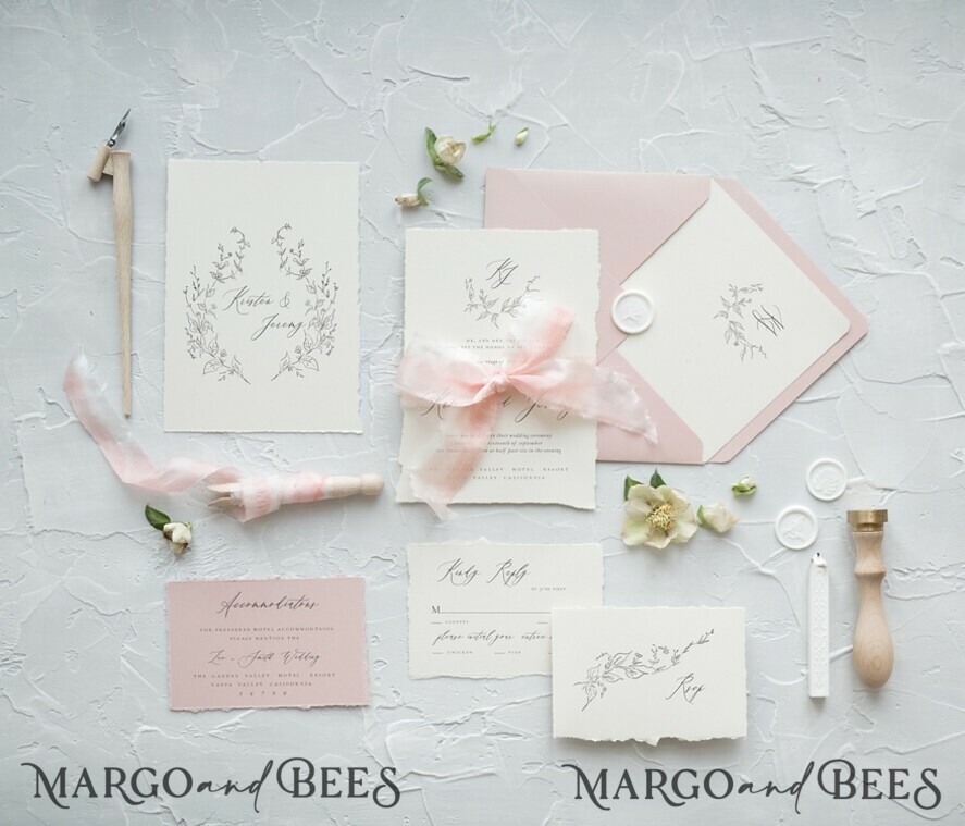 SAMPLING SERVICE samples Wedding stationery samples blush and ecru