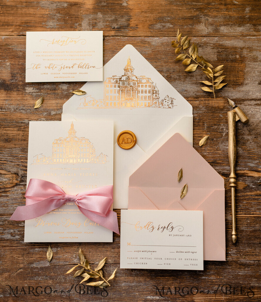 Samples of wedding invitations, handmade designs