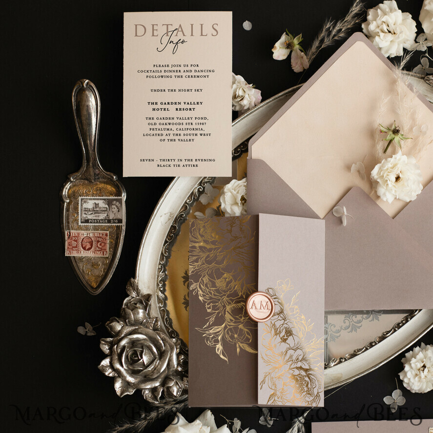 Samples of velvet wedding invitations, elegant
