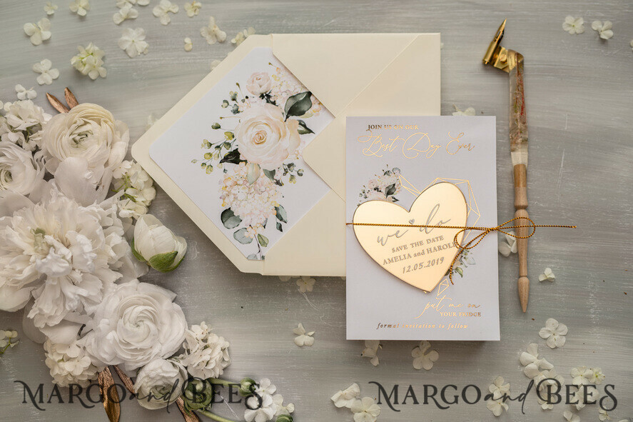 Save the date sample gold mirror magnet