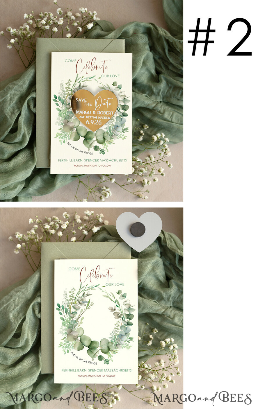 DATEN MERKEN Acrylgoldmagnete Hochzeit Save the Date online, Plexi-Herzform gravierter Magnet
