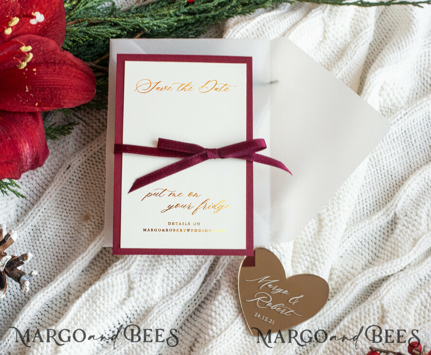 SAVE THE DATES acrylic gold magnets Wedding Save the Date card with gold magnet elegant glamorous