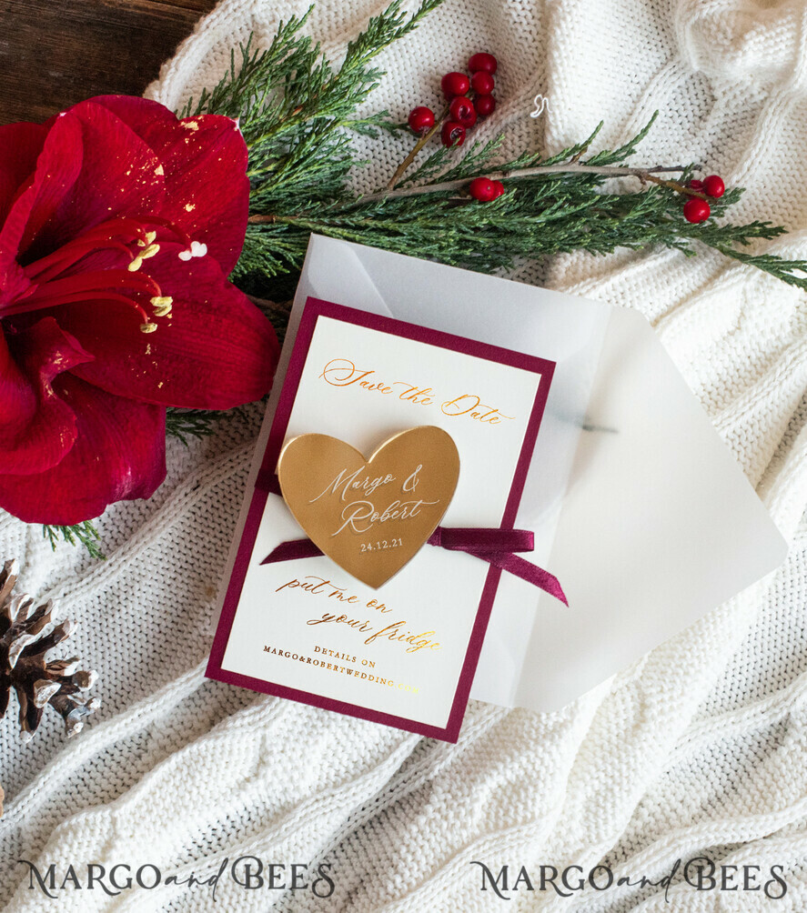SAVE THE DATES acrylic gold magnets Wedding Save the Date card with gold magnet elegant glamorous