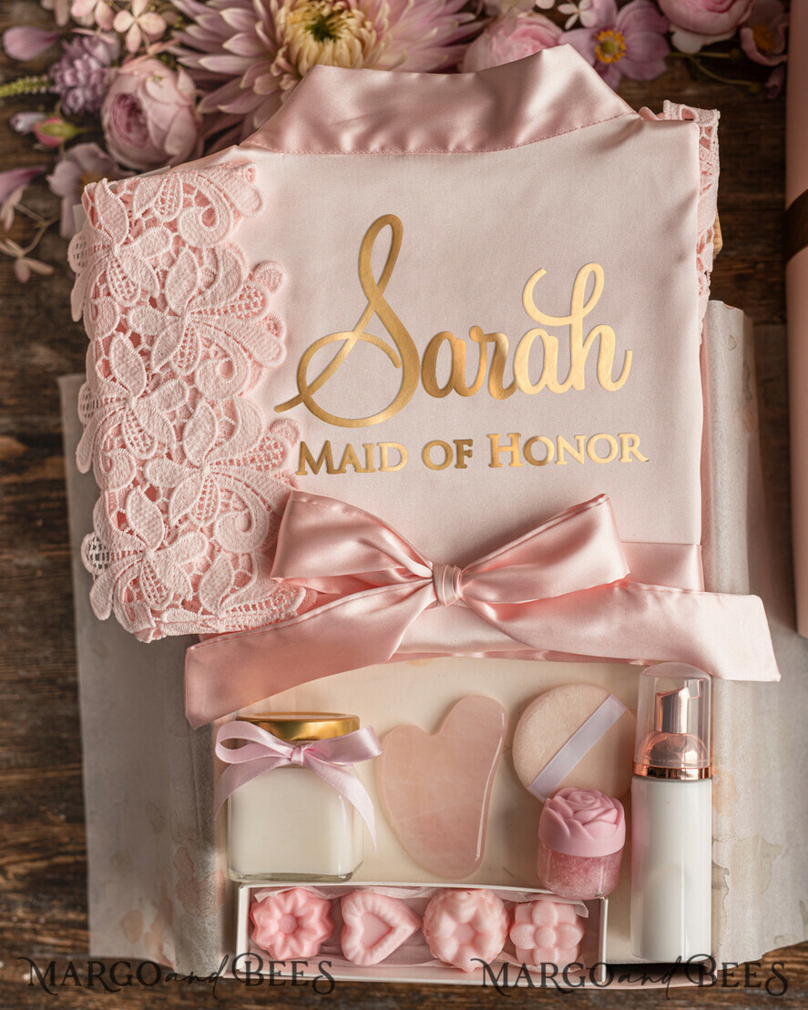 BRIDESMAID/BEST MAN BOX WILL YOU BE MY BRIDESMAID Maid Of Honor Wedding Present Box, Satin Robe Bridesmaid Proposal, natural set for wedding