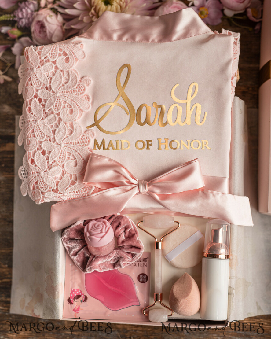 BRIDESMAID/BEST MAN BOX WILL YOU BE MY BRIDESMAID Maid Of Honor Wedding Present Box, Satin Robe Bridesmaid Proposal, natural set for wedding
