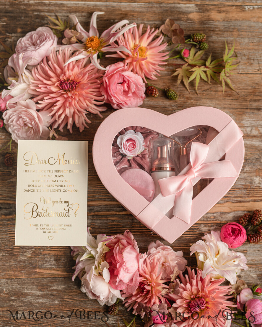BRIDESMAID/BEST MAN BOX WILL YOU BE MY BRIDESMAID Bridesmaid Proposal Box Heart Jade Gua SHA Stone, Will You Be My Bridesmaid Gift Spa set
