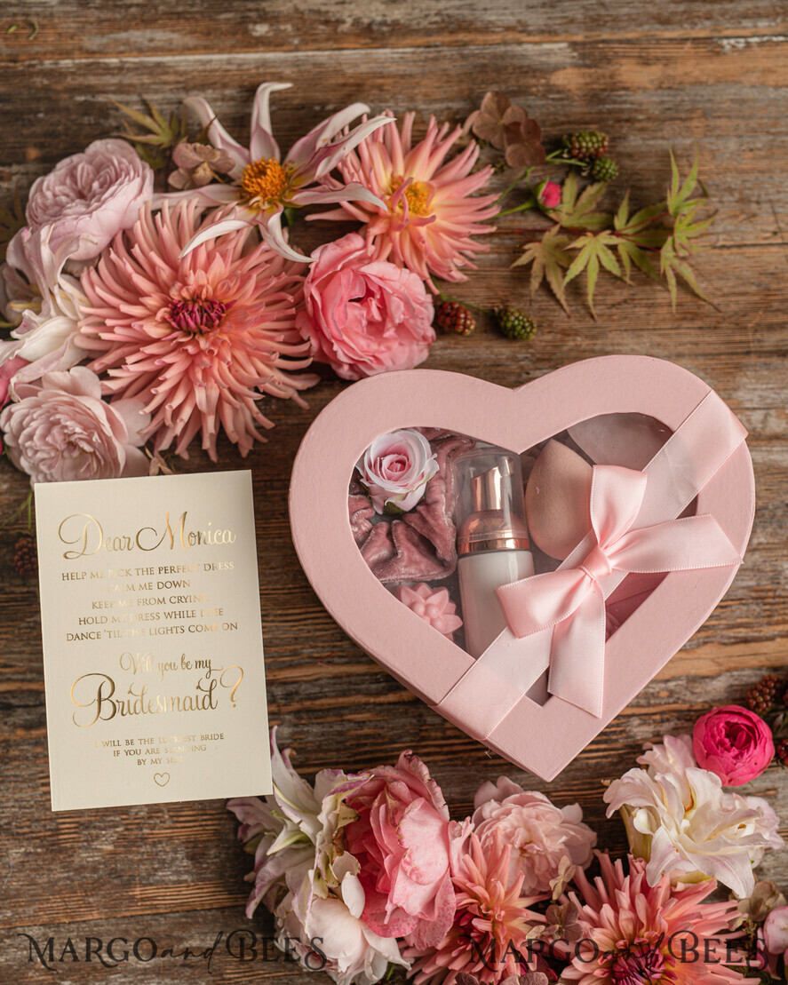 BRIDESMAID/BEST MAN BOX WILL YOU BE MY BRIDESMAID Bridesmaid Proposal Box Heart Jade Gua SHA Stone, Will You Be My Bridesmaid Gift Spa set