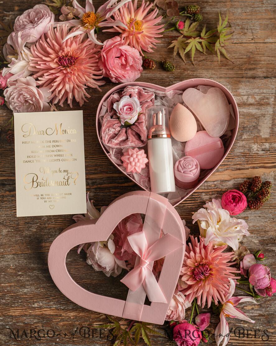 BRIDESMAID/BEST MAN BOX WILL YOU BE MY BRIDESMAID Bridesmaid Proposal Box Heart Jade Gua SHA Stone, Will You Be My Bridesmaid Gift Spa set