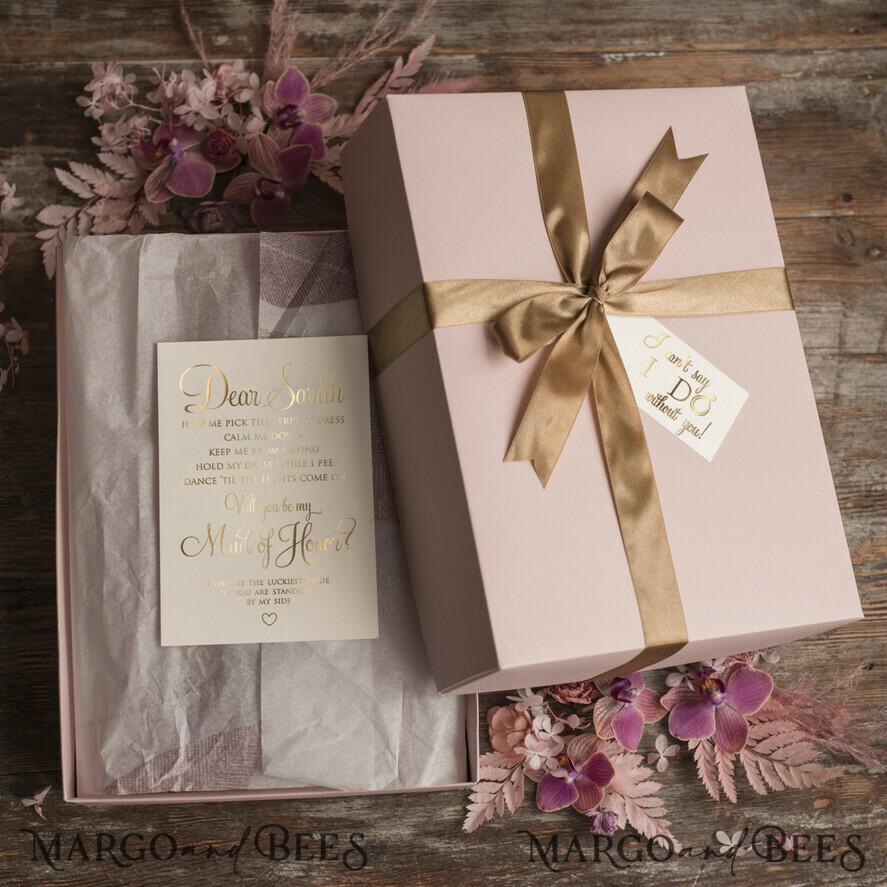 BRIDESMAID/BEST MAN BOX WILL YOU BE MY BRIDESMAID Bridesmaid Luxury Satin Robe, Maid og Honor Gift Box, Spa Day cosmetic wedding set