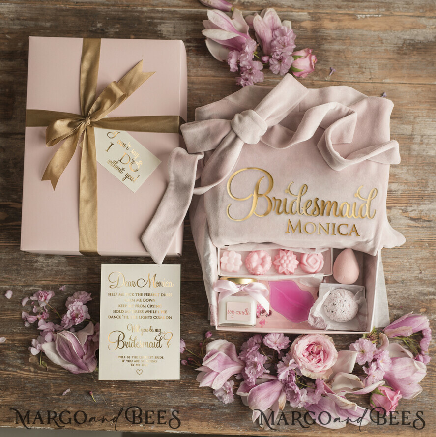 BRIDESMAID/BEST MAN BOX WILL YOU BE MY BRIDESMAID Maid Of Honor Wedding Present Box, Velvet Robe Bridesmaid Proposal, natural set for wedding