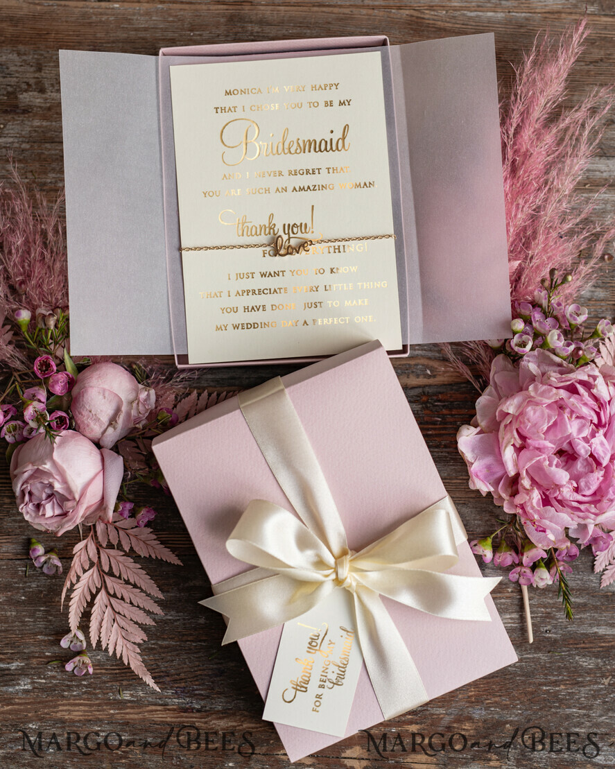 Brautjungfer/Trauzeuge Box Brautjungfer DANKE oder VORSCHLAG KLEINE BOX Brautjungfer Dankeschön VORSCHLAG-Box Wunschkarte Armband GESCHENKBOX für die Brautjungfer